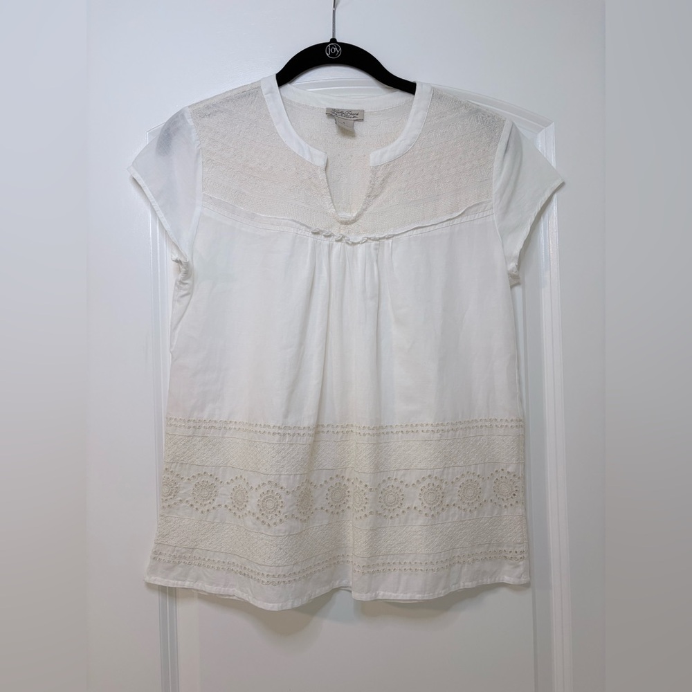 Lucky Brand White Lace Accent Blouse
